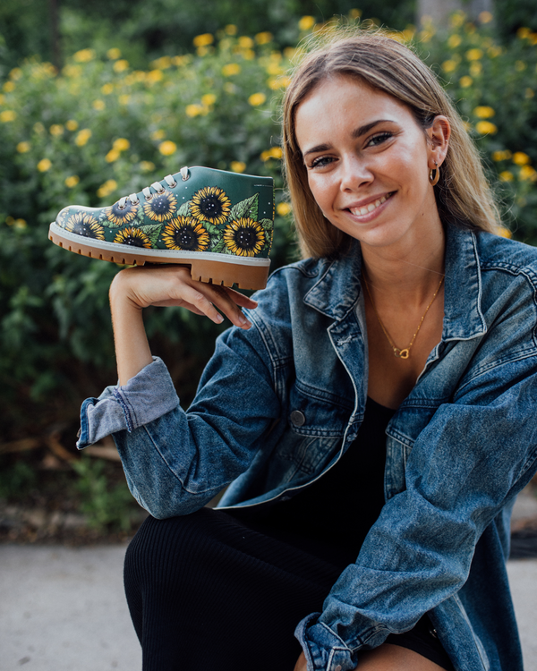 Botines de Girasoles Zapatillas Estampadas Coloridas Veganas