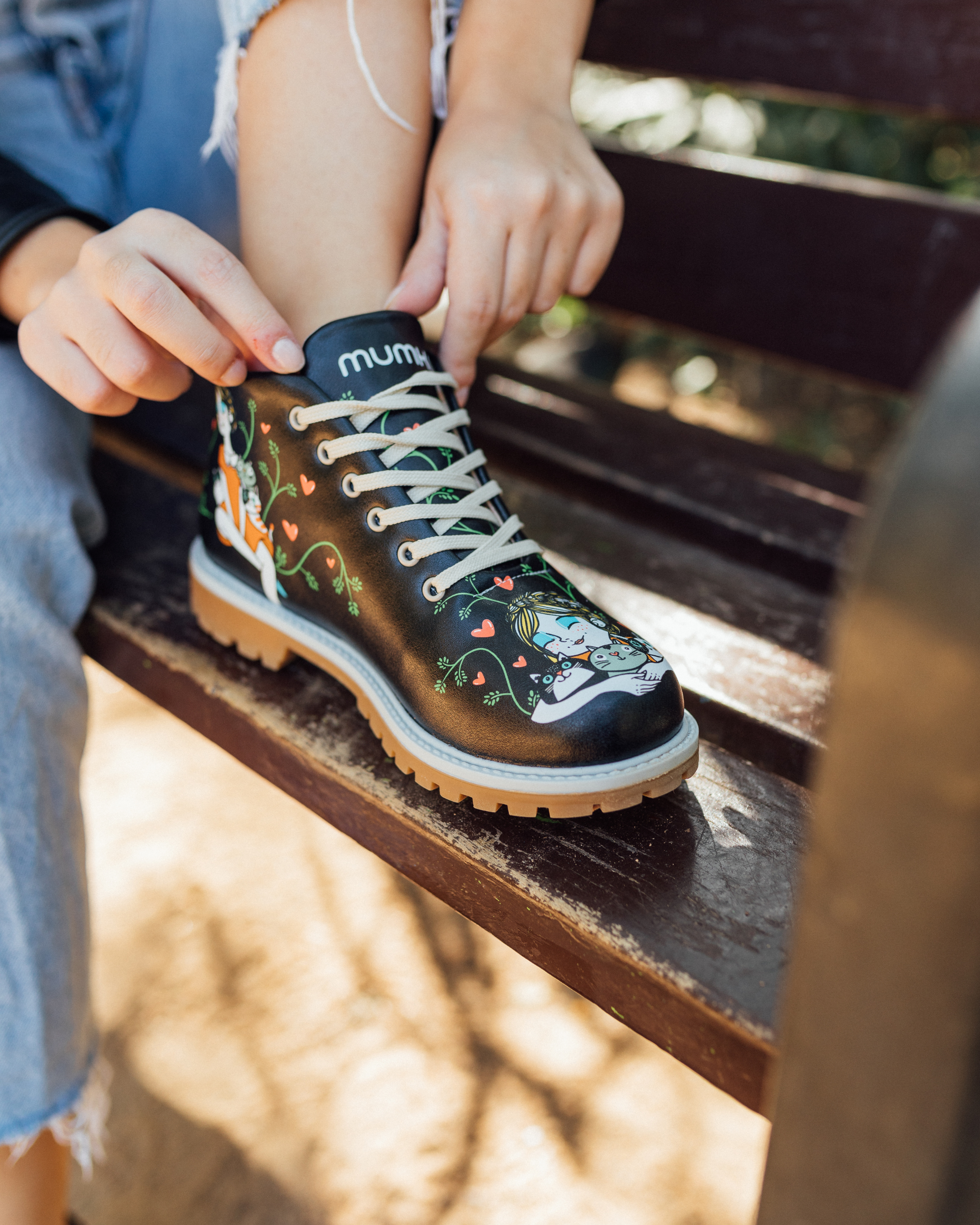 Botines Cat Girl Zapatillas Estampadas Coloridas Veganas Mumka