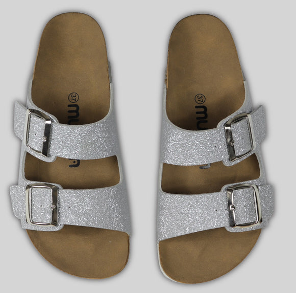 mumka-Calzado-mujer-Sandalias Correa Brillo Plateado