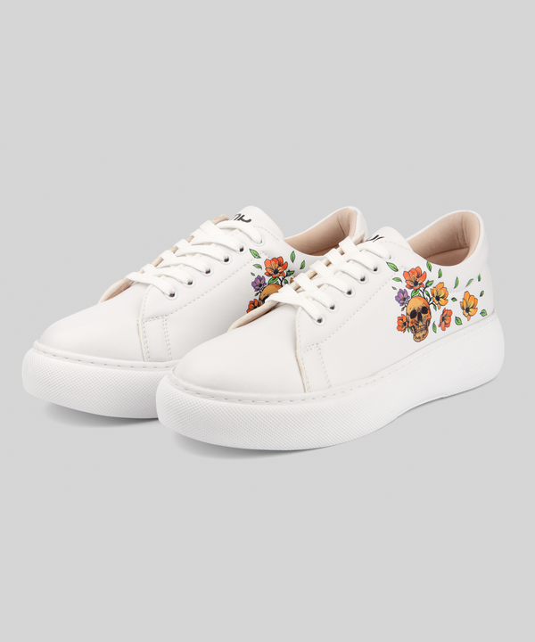 mumka-Calzado-mujer-Zapatillas Calavera y Flores