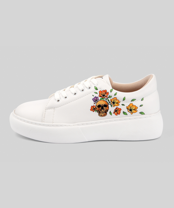 mumka-Calzado-mujer-Zapatillas Calavera y Flores