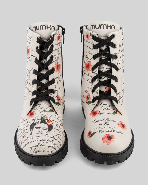 mumka-Calzado-mujer-Botas Frida Kahlo Artista Mexicana