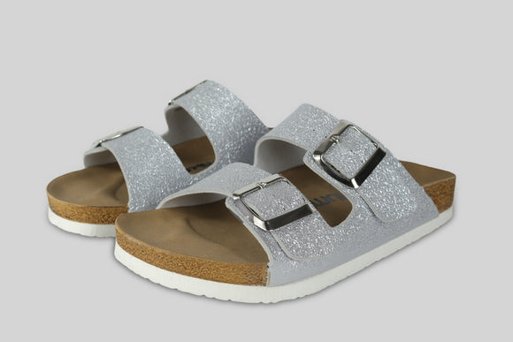 mumka-Calzado-mujer-Sandalias Correa Brillo Plateado