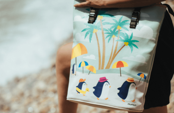 mumka-Bolso-mujer-Bolso Shopper Pingüinos de Vacaciones
